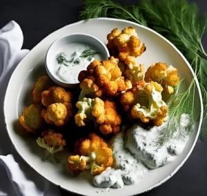 Fried Cauliflower with Yogurt Sauce