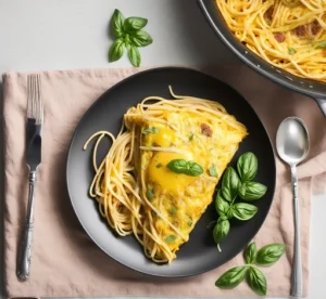 Quick and healthy snacks for school-age children, spaghetti omelette