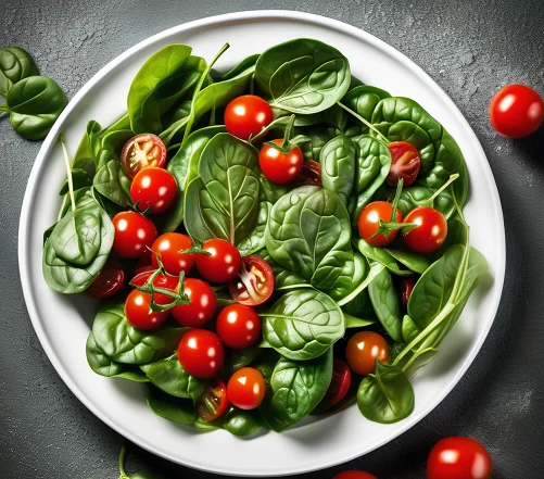 Spinach and tomato salad for kids