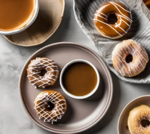 Apple Donuts and Caramel Sauce